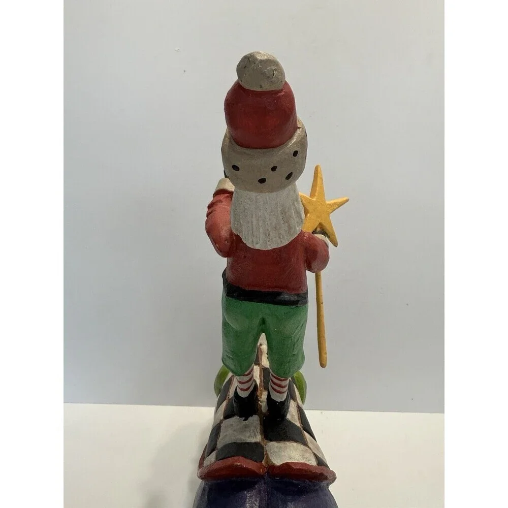 VINTAGE FOLK ART SANTA ON RABBIT WOOD CARVING. PEGGY HERRICK